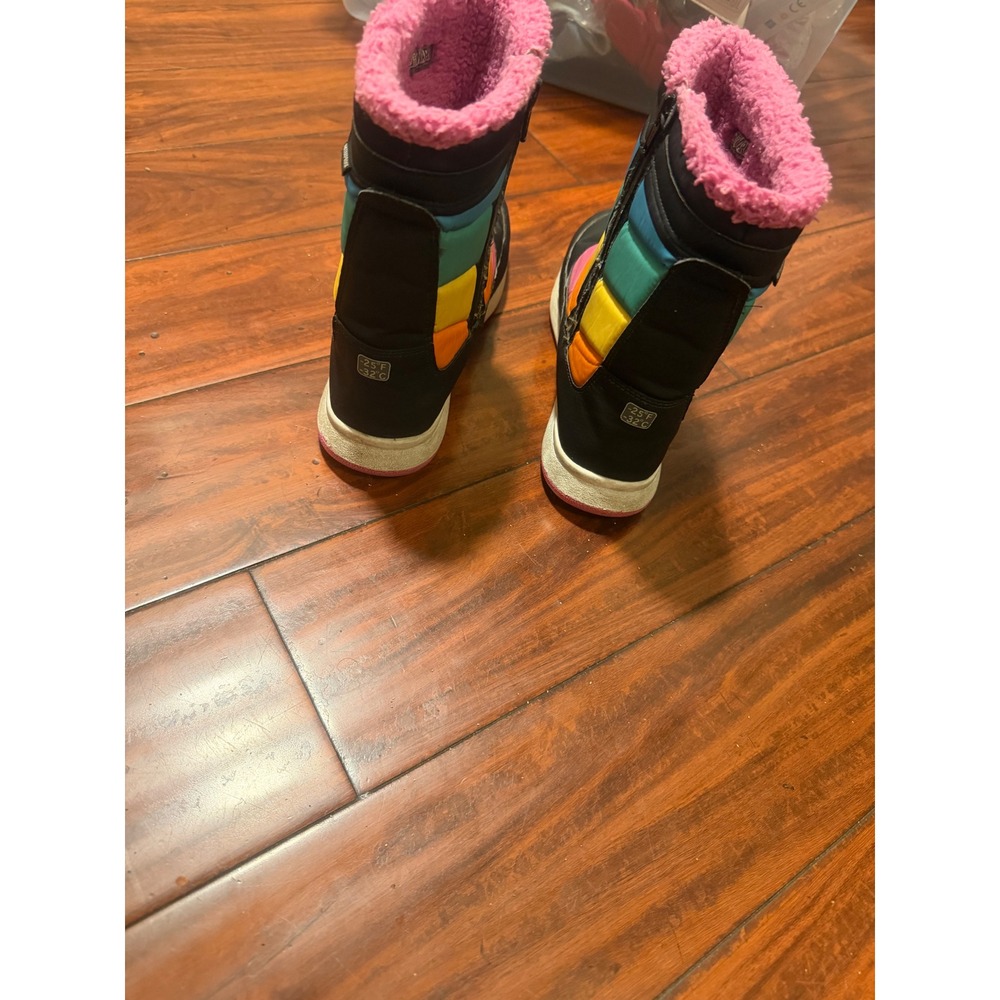 Merrell Snow Crush 2.0 Waterproof Winter Boots Rainbow Stripe Pink Faux Fur 7M - Picture 4 of 11